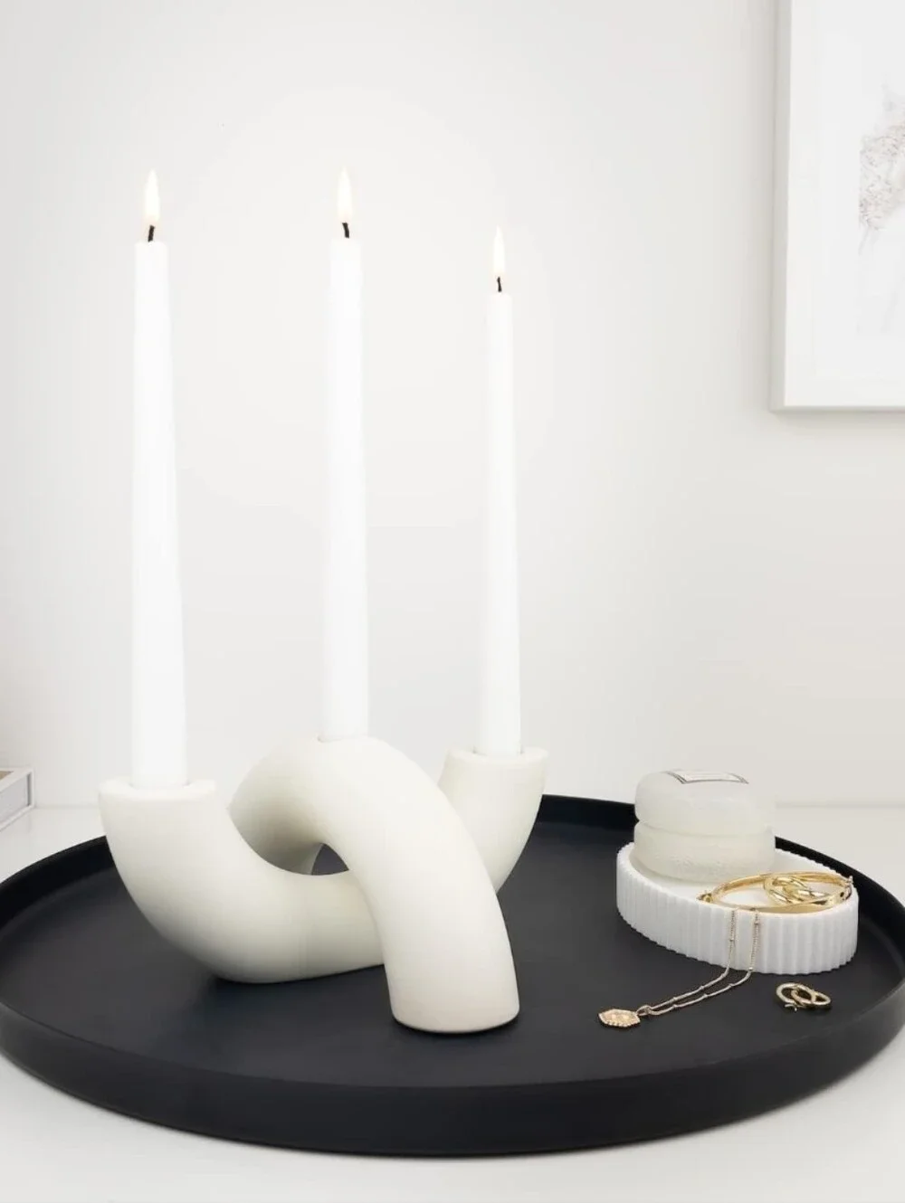Sculptural Ceramic Taper Holders (Set of 2) – Ivory Matte